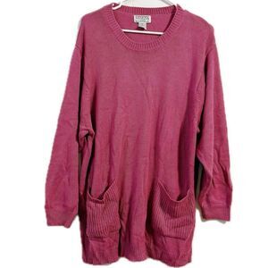 Venezia Pink Crew Neck Sweater Oversized Knit